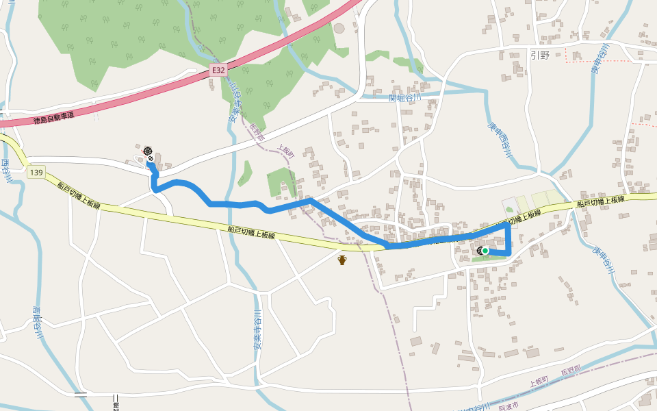 四国遍路 6番札所安楽寺~7番札所十楽寺 walking route map in Kamiita