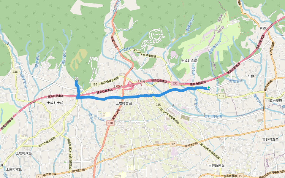 四国遍路 7番札所十楽寺~8番札所熊谷寺 walking route map in Awa