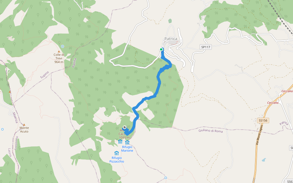 Patrica-Monte Cacume walking route map in Patrica