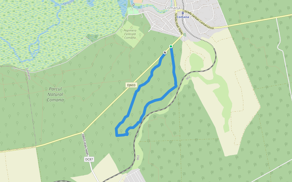 Traseu turistic "Coasta lui Tudorache" walking route map in Comana