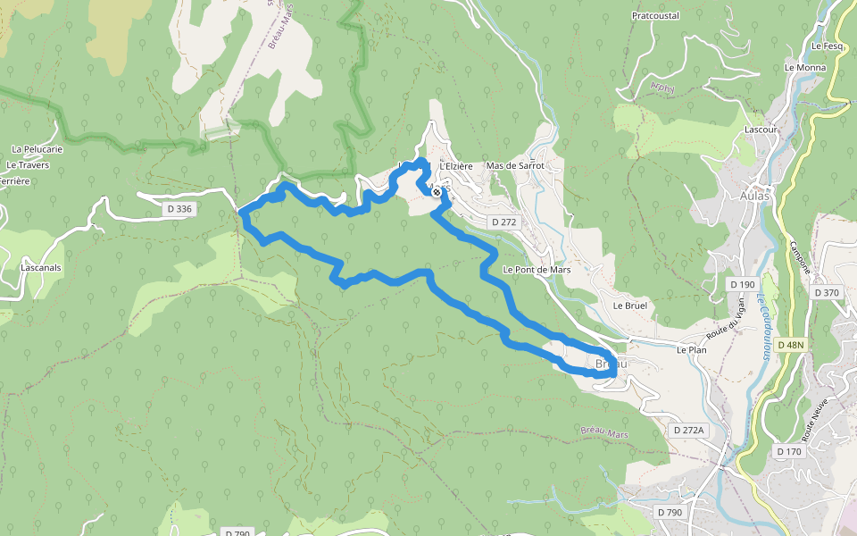 Le col de Mouzoules walking route map in Bréau-Mars