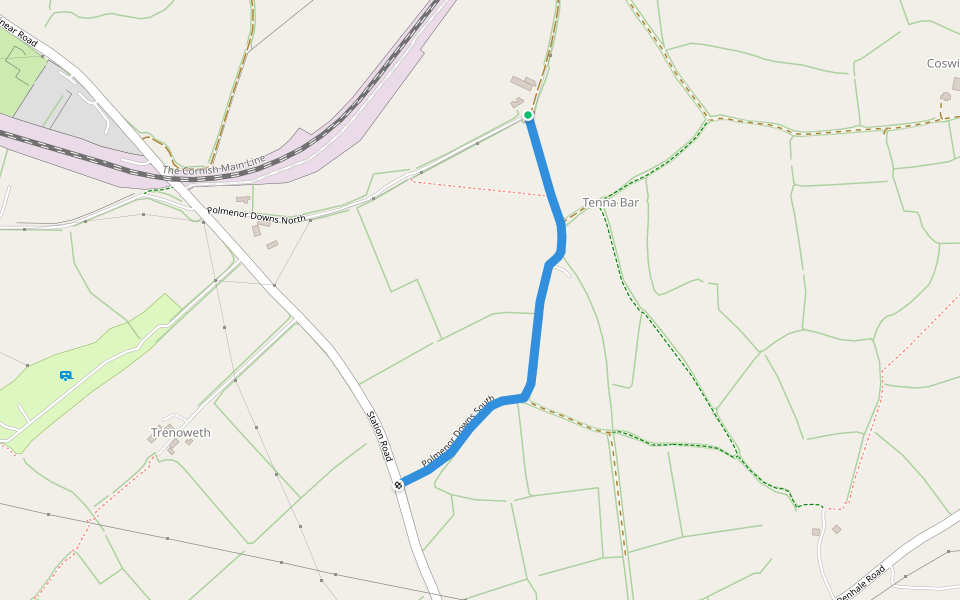 Gwinear-Gwithian BR 62 walking route map in Carnhell Green