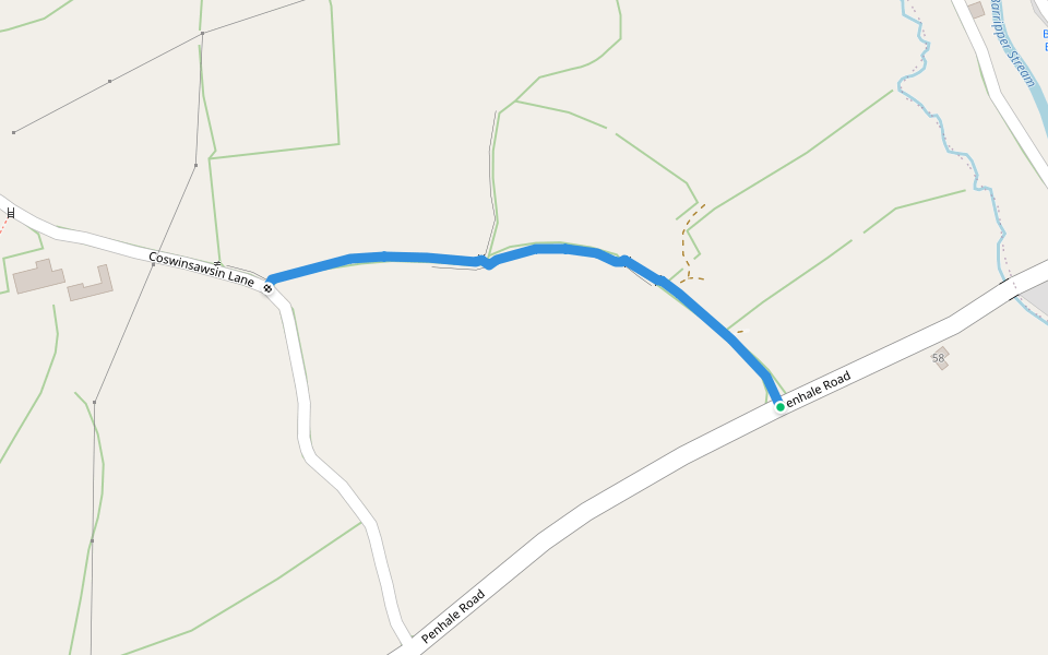 Gwinear-Gwithian FP 1 walking route map in Carnhell Green