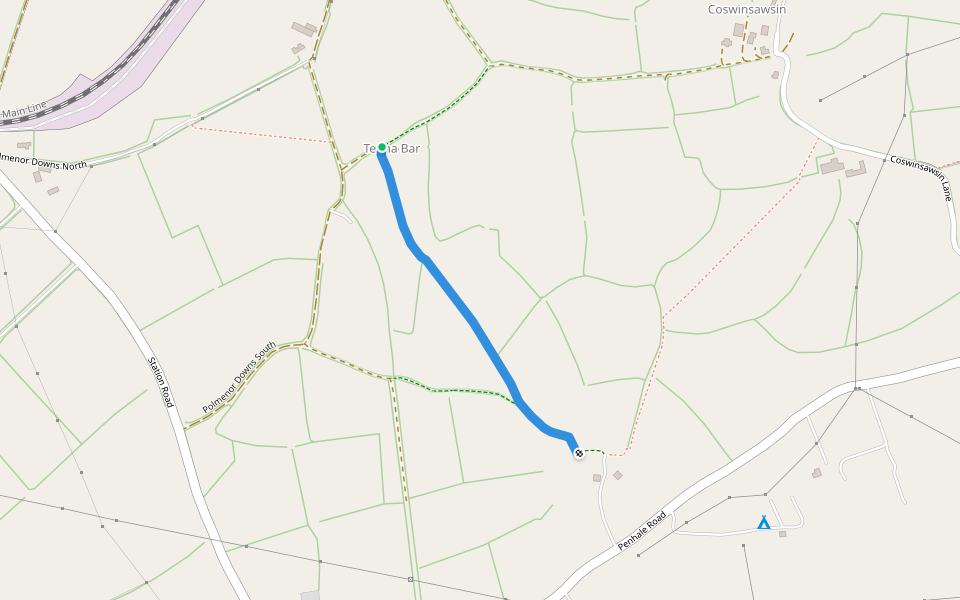 Gwinear-Gwithian BR 26 walking route map in Carnhell Green