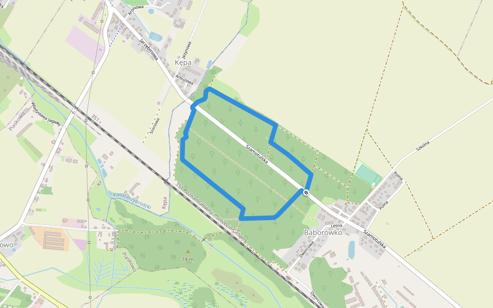 Ścieżka spacerowa w Baborówku walking route map in Baborówko