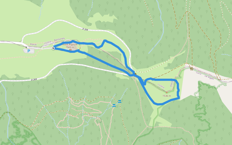Le Menhir de Trépaloup walking route map in Val-d'Aigoual