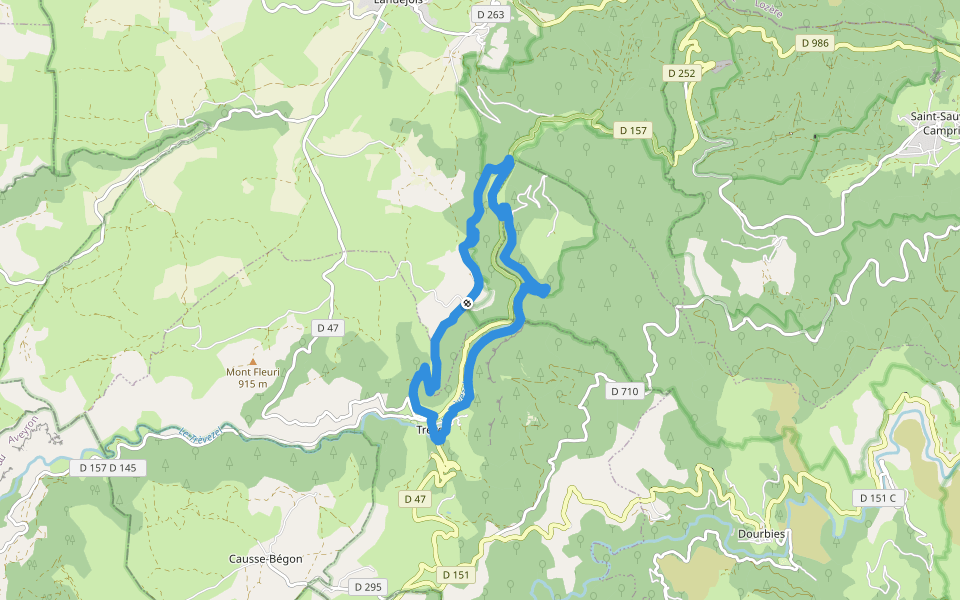 Le pas de l'ane walking route map in Lanuéjols