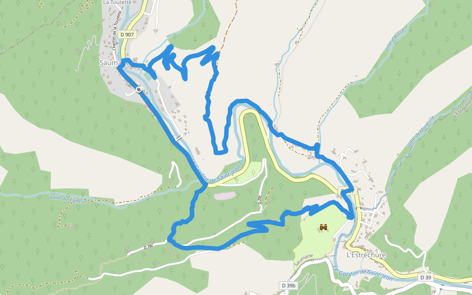 Le pont des chèvres walking route map in Saumane