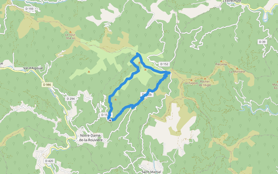 Le pont des moutonniers walking route map in Val-d'Aigoual