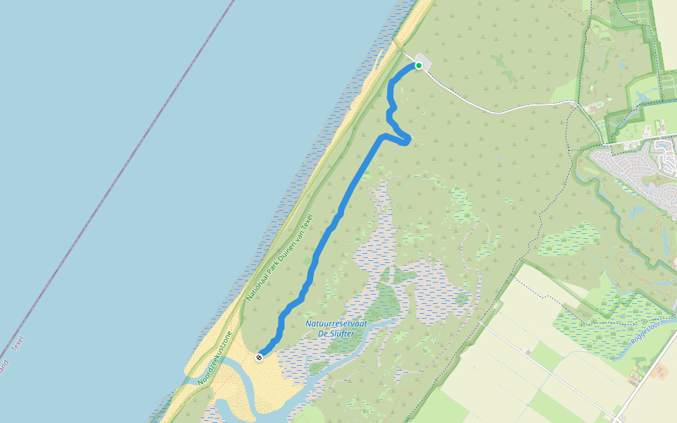 Groene route Stuifdijk walking route map in De Cocksdorp