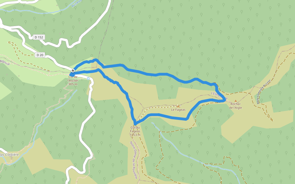 Le rocher de l'Aigle walking route map in Val-d'Aigoual