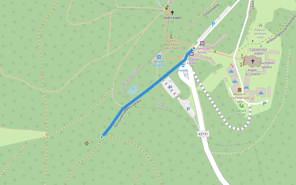 [Ž] Hostýn (bus) - Svatý Hostýn walking route map in Chvalčov