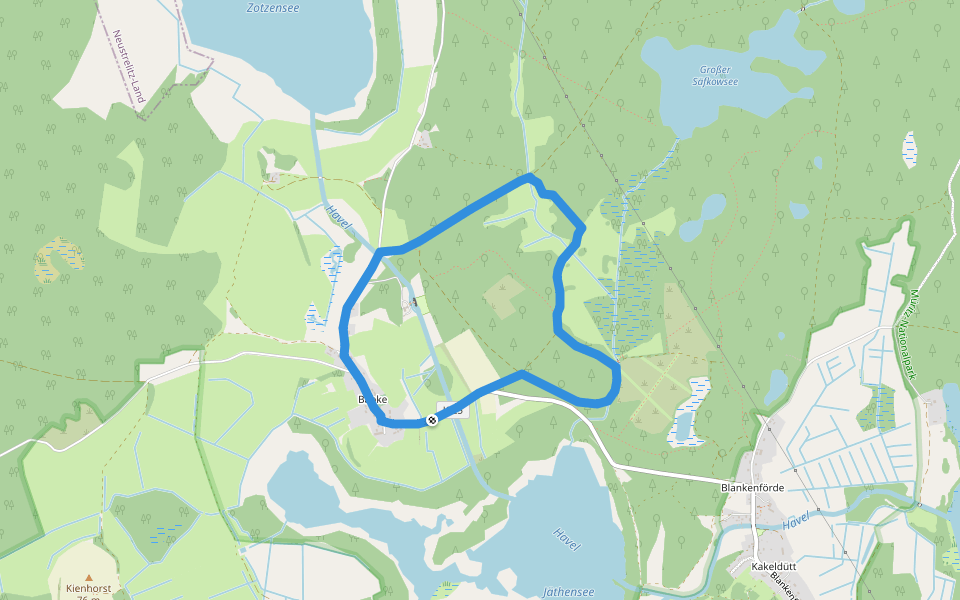 Lila Tanne Babke walking route map in Roggentin