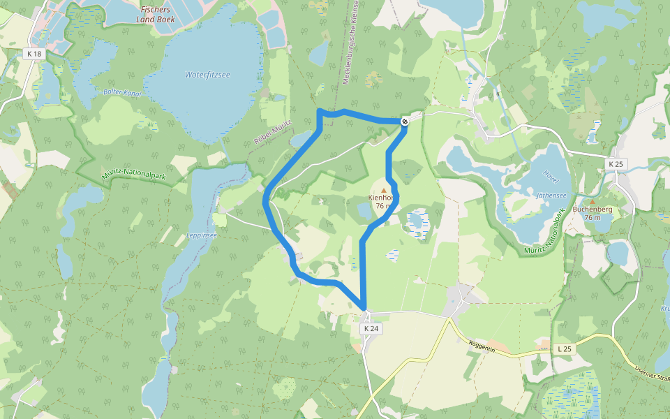 Grüner Baum Schillersdorf walking route map in Roggentin