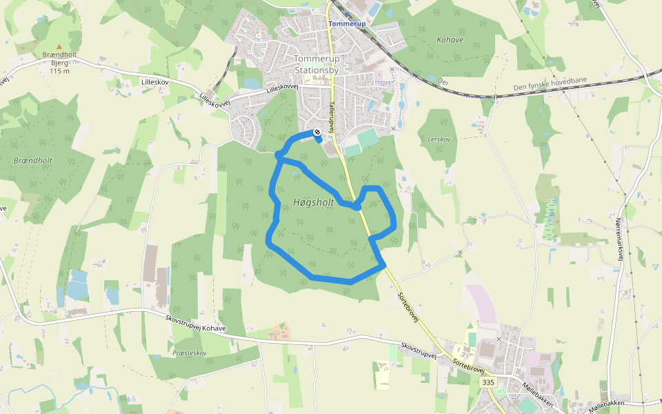 Høgsholtskovstien walking route map in Tommerup