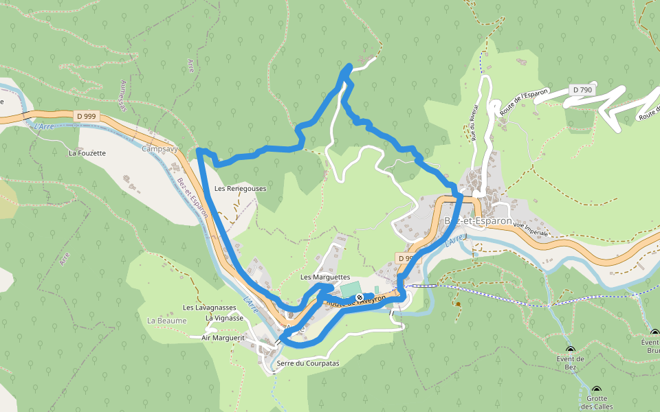 Les bonnetiers walking route map in Arre