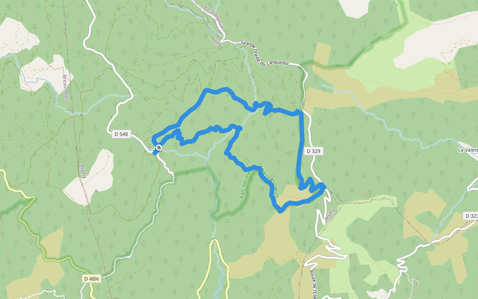 Les Cascades d'Orgon walking route map in Arphy