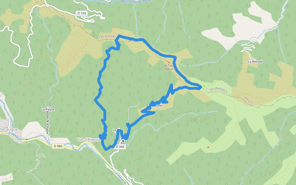 Les Chars walking route map in Val-d'Aigoual