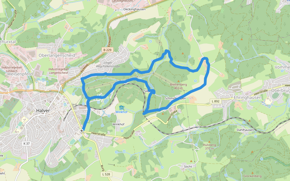 VolmeSchatz FREIZEIT walking route map in Halver