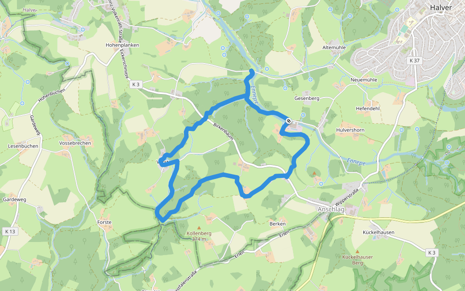 [V] zwischen Ennepe und Neye walking route map in Halver