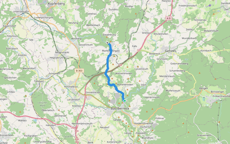 Bad Berneck - Marktschorgast walking route map in Bad Berneck im Fichtelgebirge