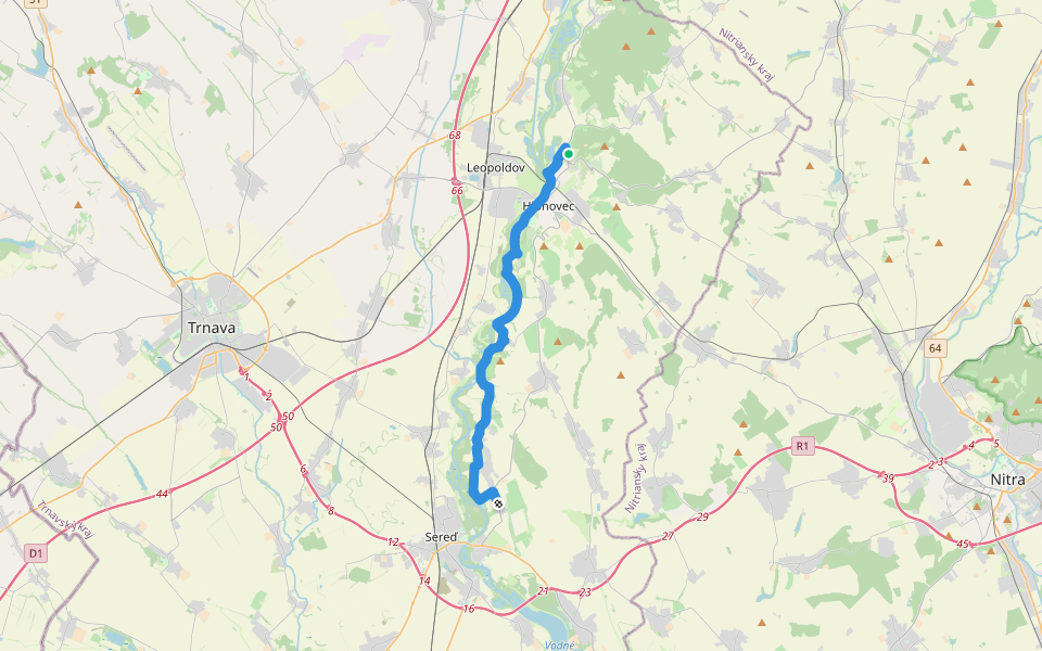 Náučný chodník hlohoveckými vinohradmi walking route map in Hlohovec