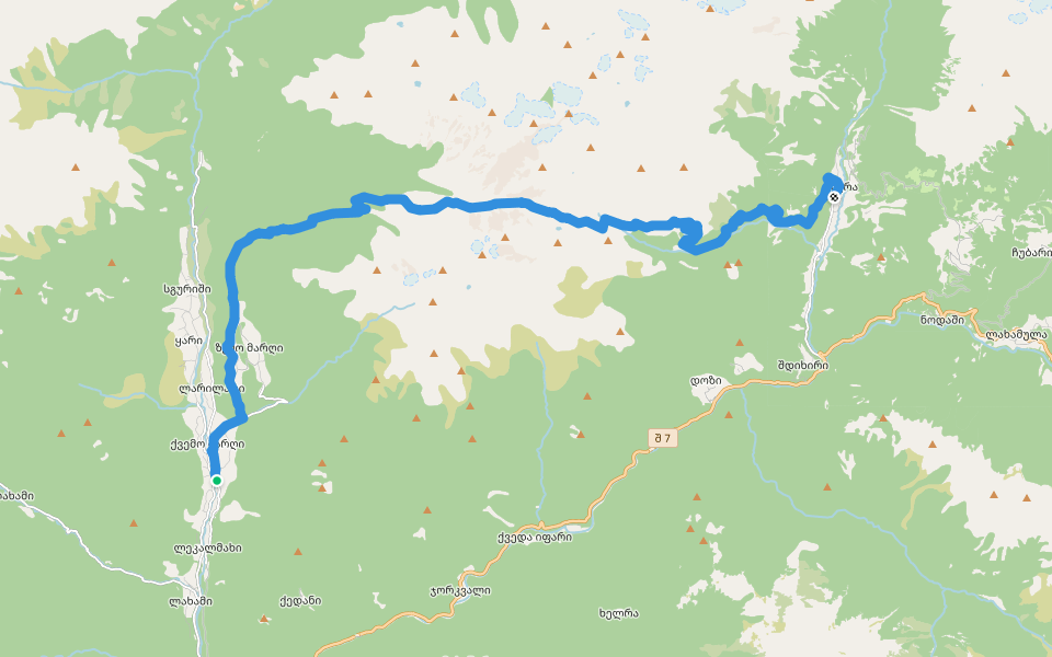 Transcaucasian Trail: Upper Svaneti 1 walking route map in Sgurishi
