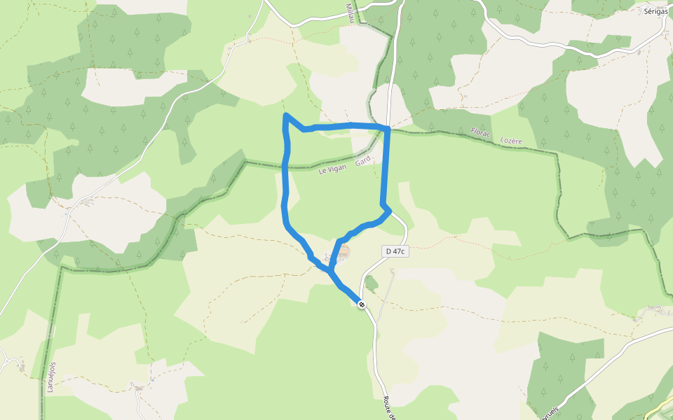 Les croix des trois évêques walking route map in Lanuéjols