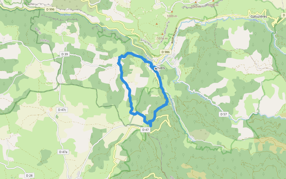 Les deux fermes du causse noir walking route map in Meyrueis