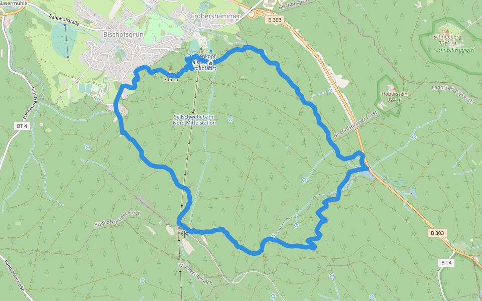 Weißmain-Ochsenkopf-Steig walking route map in Bischofsgrün