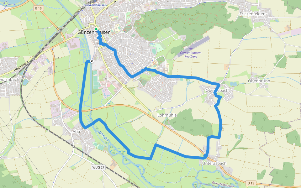 Altmühlgschau walking route map in Gunzenhausen