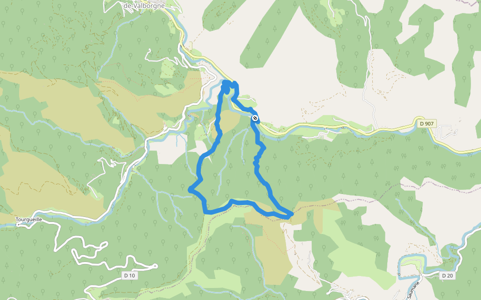 Les moines walking route map in Saint-André-de-Valborgne