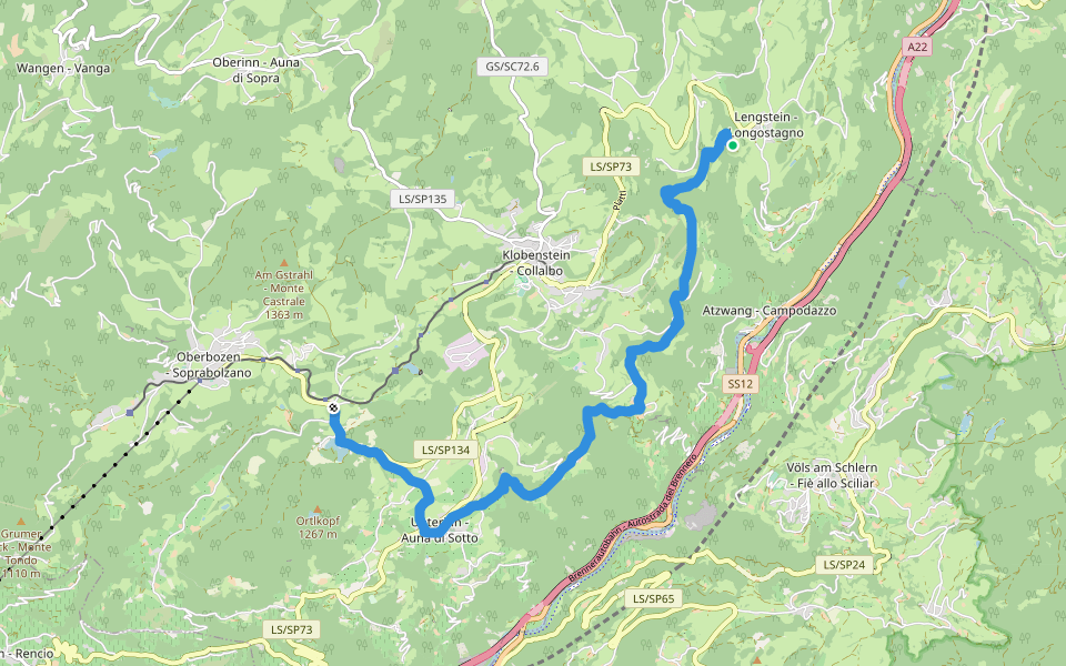 Jakobsweg Wolfsgruben - Cammino di San Giacomo Costalovara walking route map in Longostagno