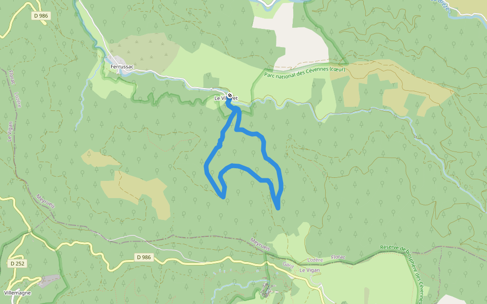 Les ruisseaux walking route map in Meyrueis