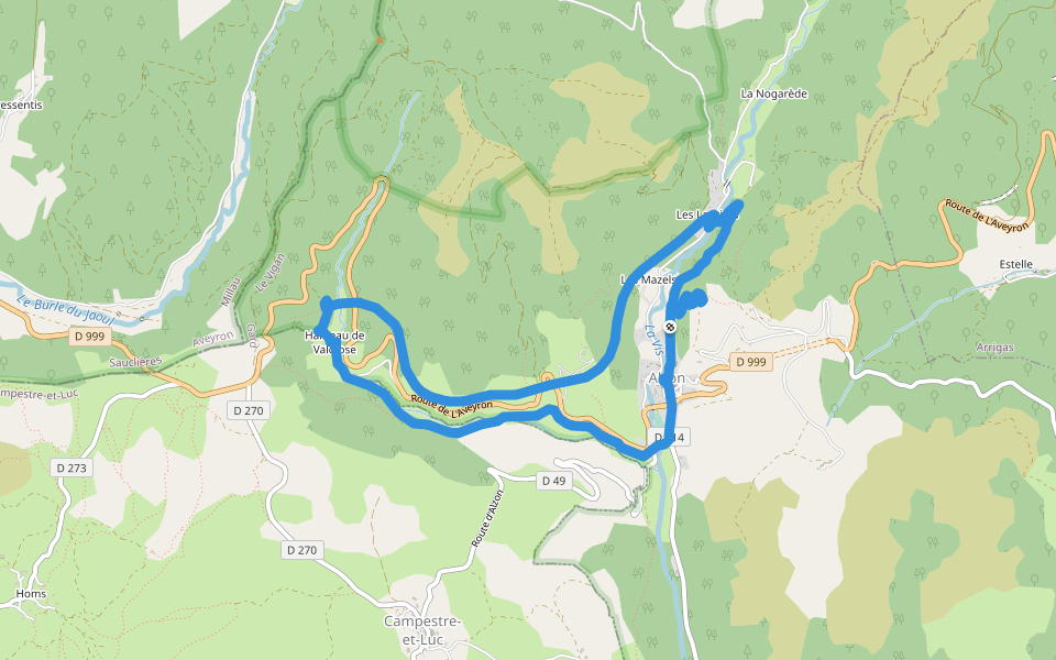 Les viaducs walking route map in Alzon