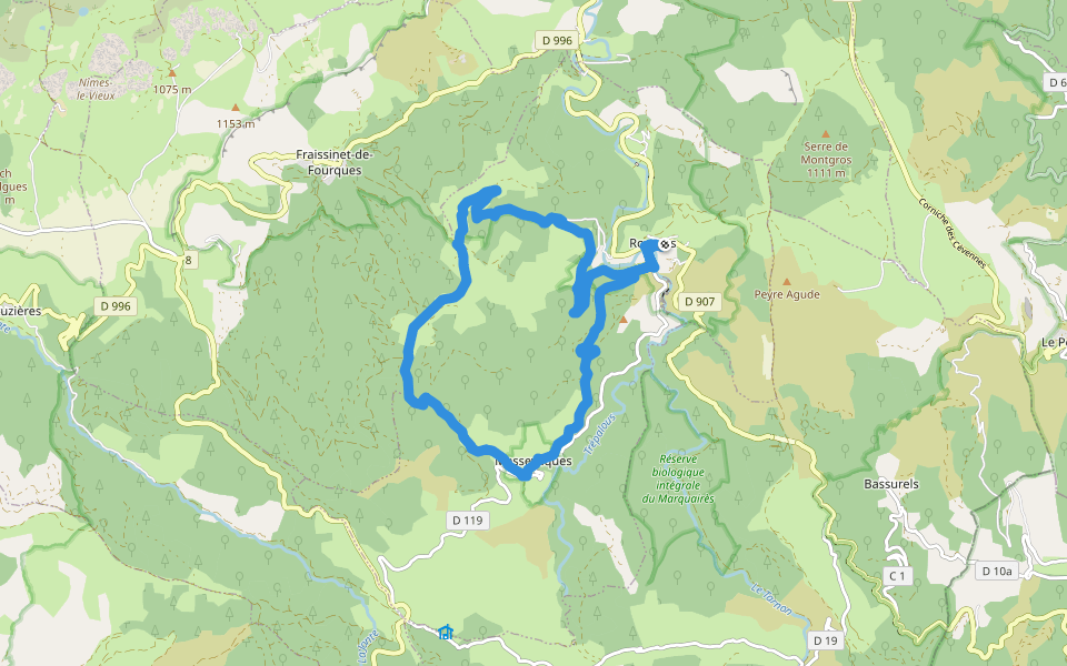 Massevaques walking route map in Rousses