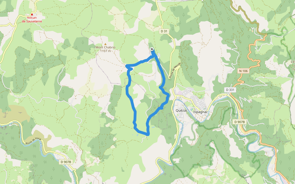 Paros walking route map in Ispagnac