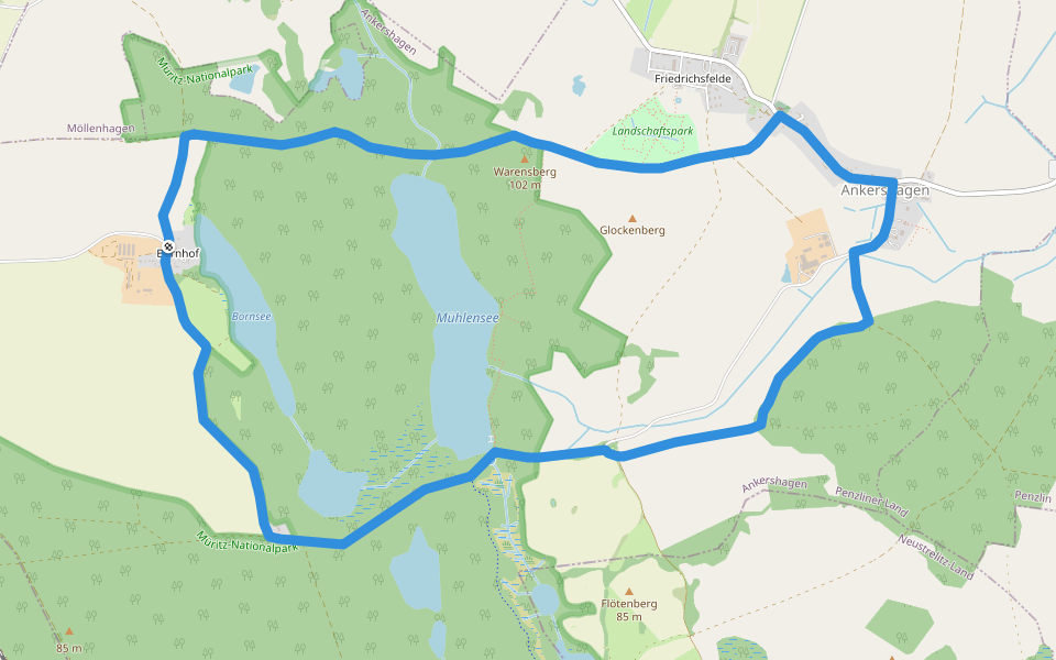Roter Hirsch Ankershagen walking route map in Ankershagen
