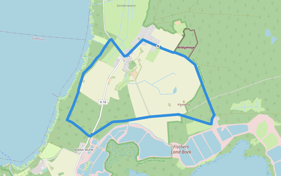 Gelber Falke Boek walking route map in Rechlin