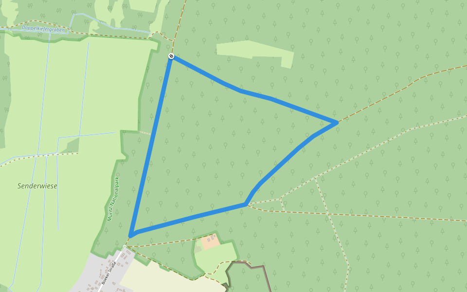 Orange Schnecke Boek walking route map in Rechlin