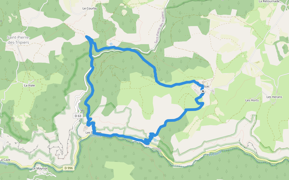 Saint-Gervais walking route map in Hures-la-Parade