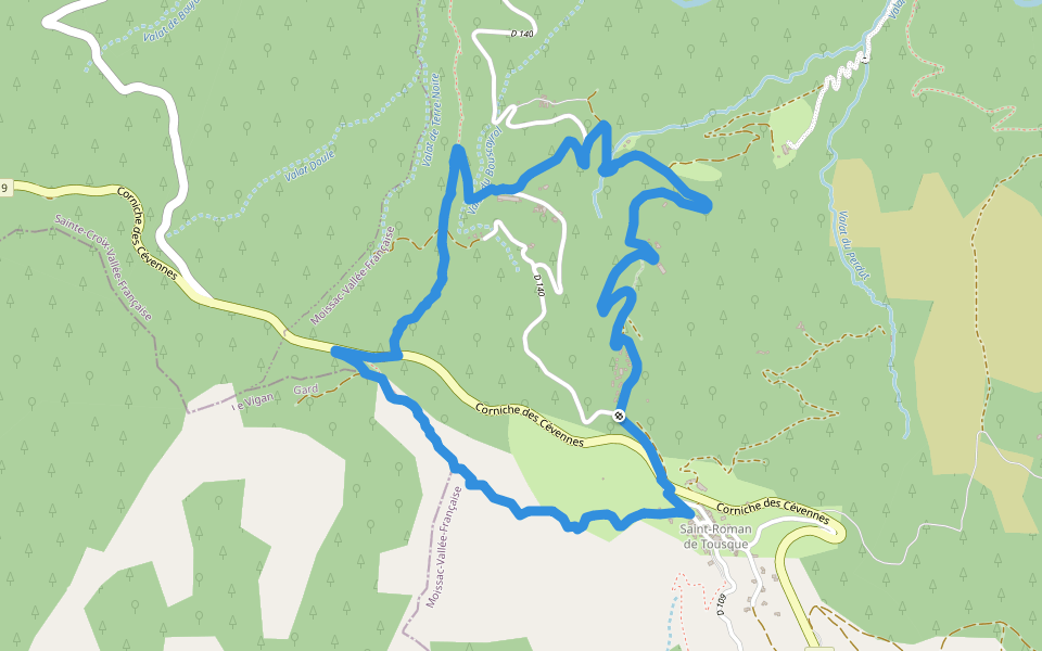 Saint-Roman walking route map in Moissac-Vallée-Française