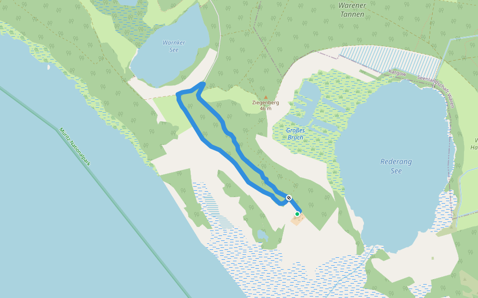 Oranges Reh Müritzhof walking route map in Waren (Müritz)