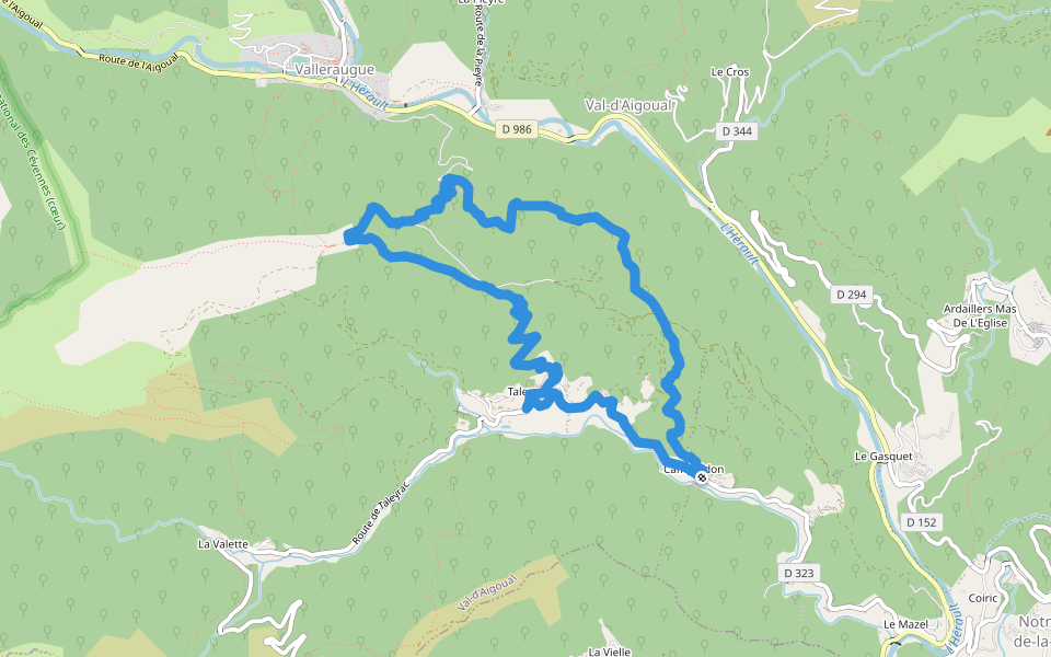 Taleyrac walking route map in Val-d'Aigoual