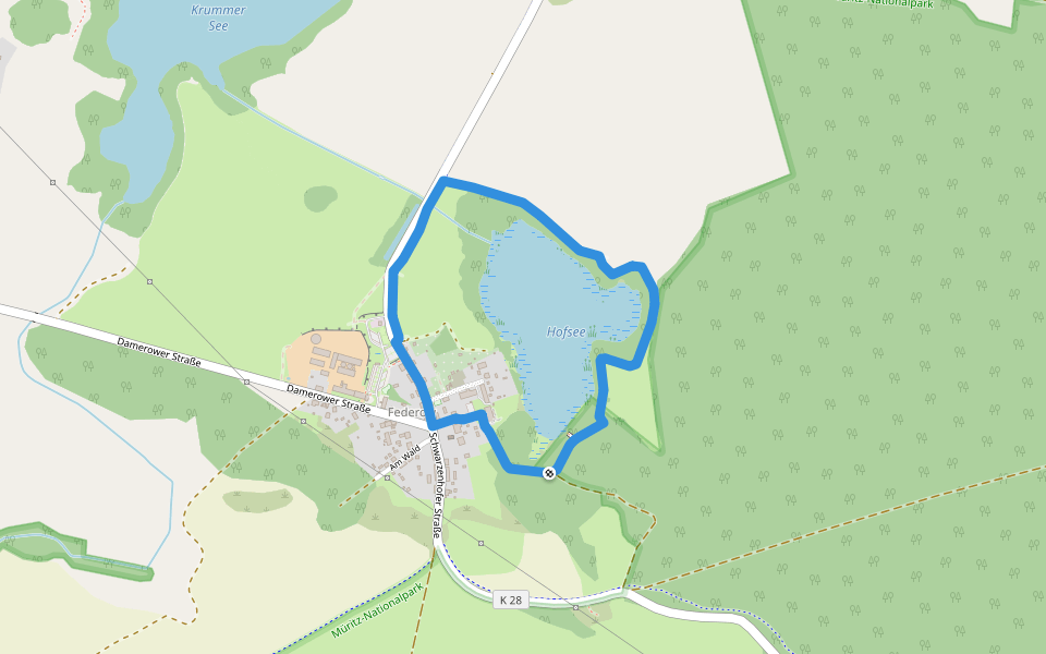 Brauner Rohrkolben Federow walking route map in Kargow
