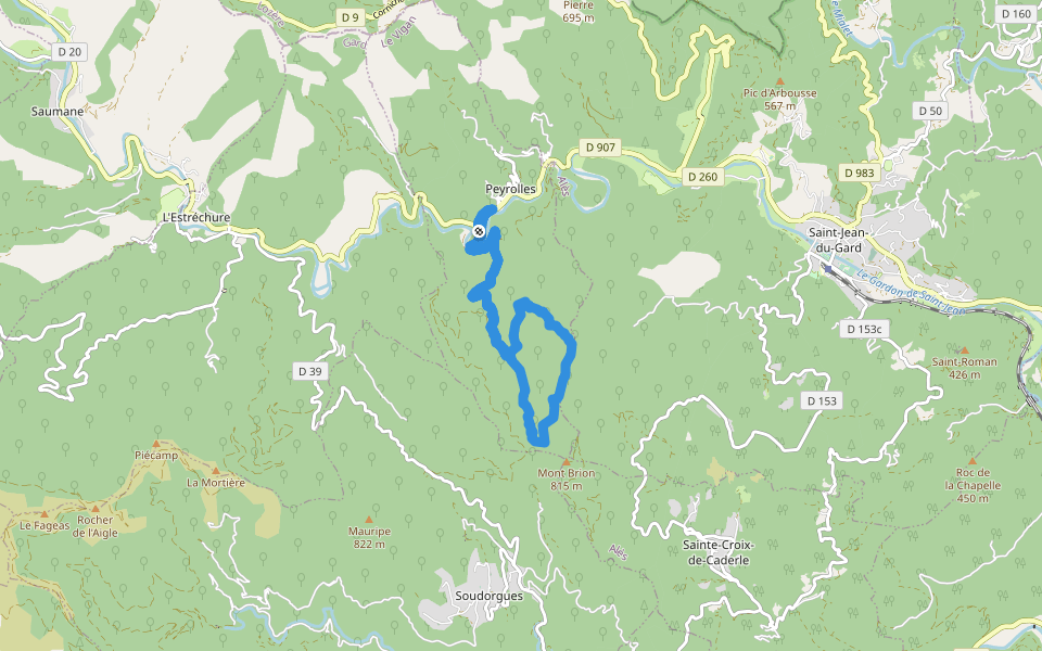 Valescure walking route map in Peyrolles
