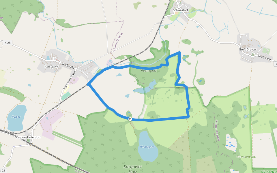 Oranger Falke Schwastorf walking route map in Kargow