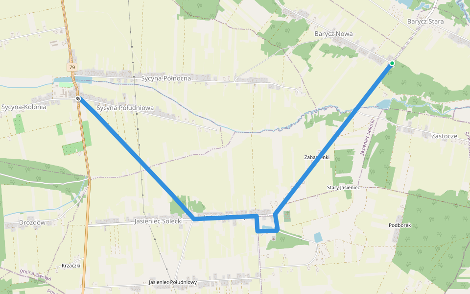 Sycyna - Barycz walking route map in Barycz Nowa