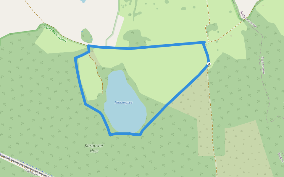 Roter Pilz Hinbergsee walking route map in Kargow