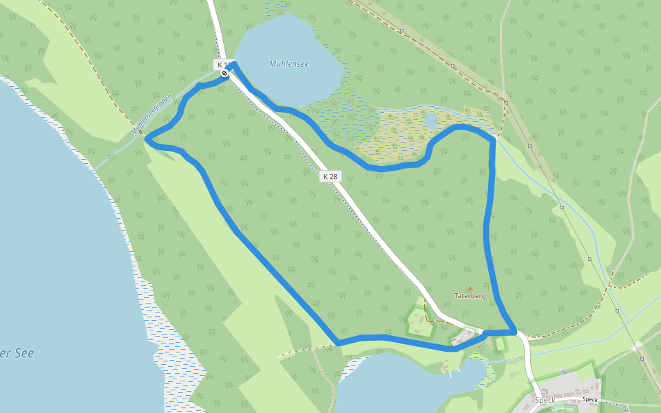 Roter Hirsch Speck walking route map in Kargow